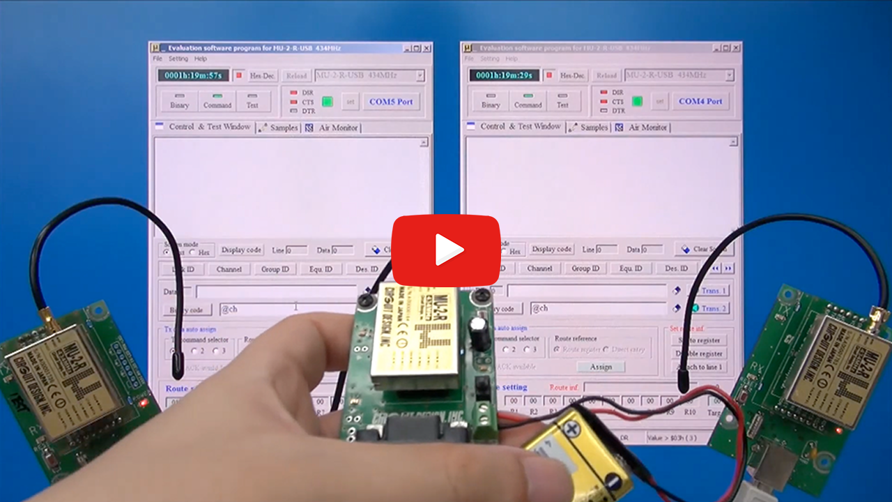 [ Video ] [ MU-2-R ] – Demonstrating the Windows evaluation program for the MU series of modems.